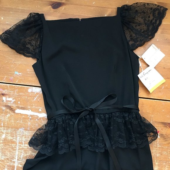 Vintage Black Lace Cocktail Dress, Adele Simpson, NWT, Medium - Picture 2 of 16